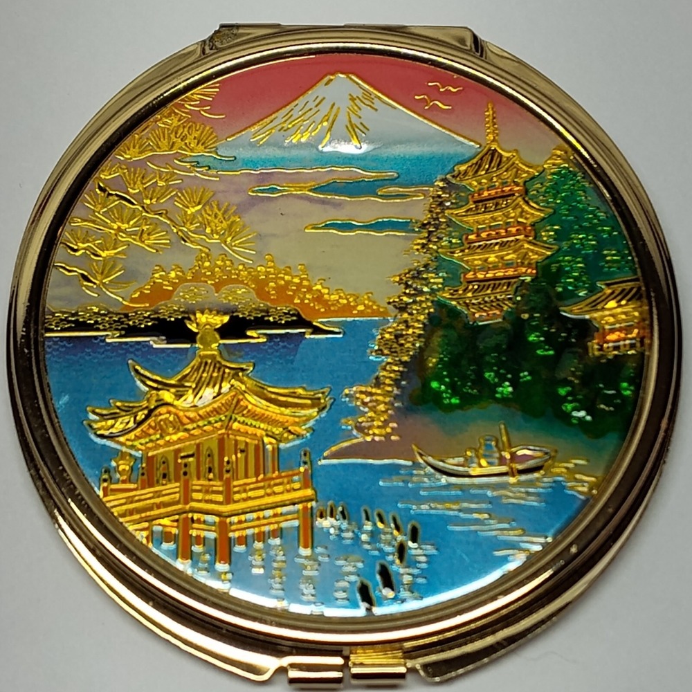 Vintage 3" Compact Mt Fuji and Pagoda Made In Japan
